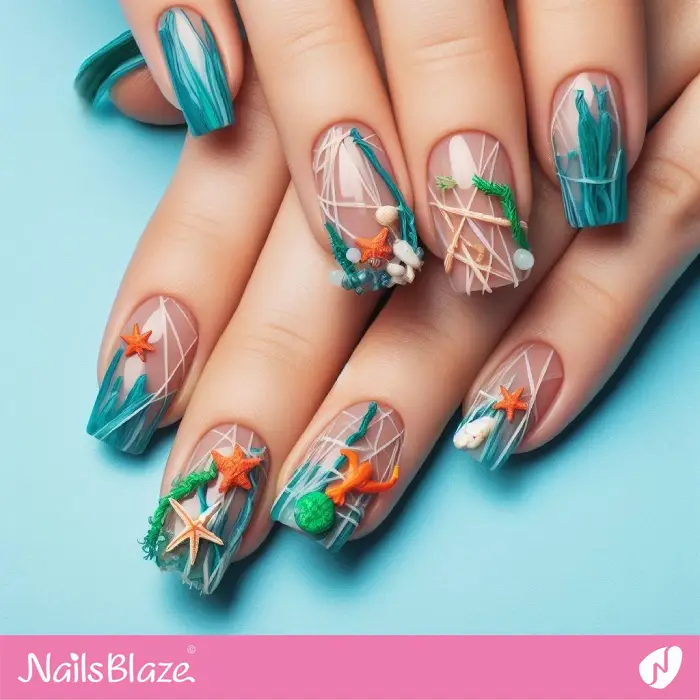 Plastic Pollution Affect the Ocean Nail Art | Save the Ocean Nails - NB3095